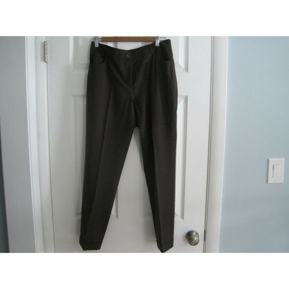 Akris Punto Wool Blend Pants Sz 8 Dark Brown Grey Office Career Dress Wear - Picture 3 of 7